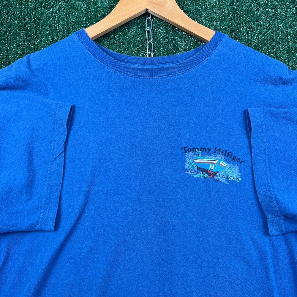 VTG Tommy Hilfiger T-Shirt Mens XL Blue American Classics Boat Art Graphic‎ 90s